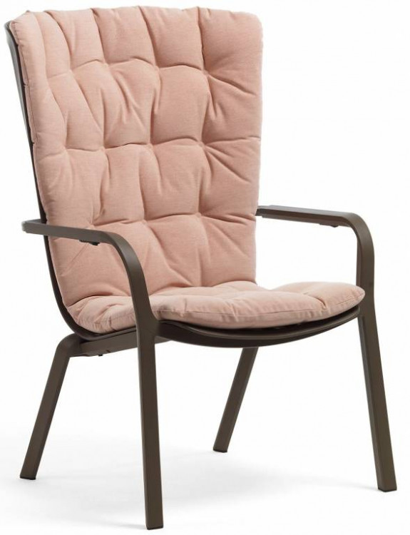 Лаунж-кресло пластиковое Folio табак с розовой подушкой Nardi