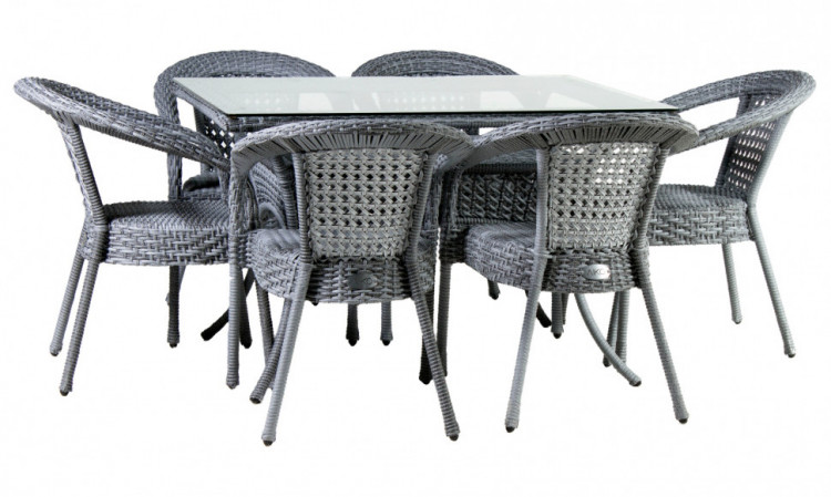 Комплект DECO 6 с прямоугольным столом серый Aiko