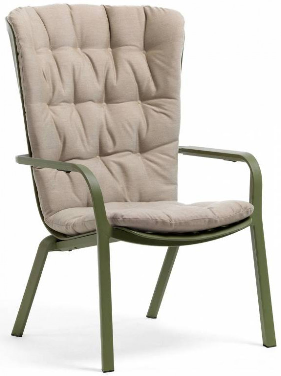 Лаунж-кресло пластиковое Folio агава с бежевой подушкой Nardi