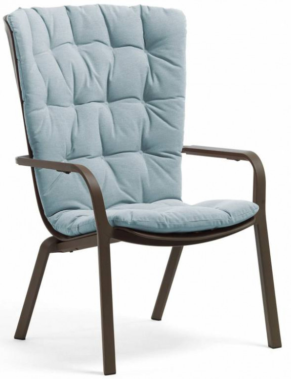 Лаунж-кресло пластиковое Folio табак с голубой подушкой Nardi
