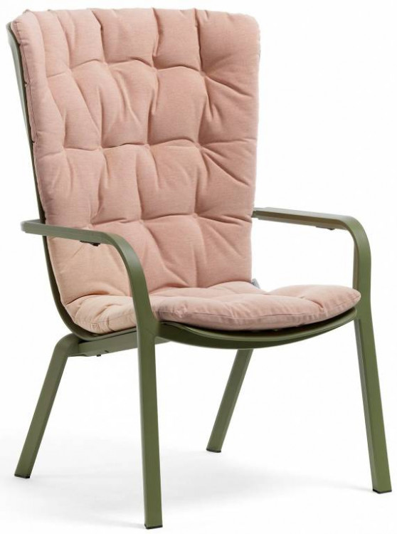 Лаунж-кресло пластиковое Folio агава с розовой подушкой Nardi