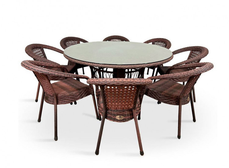 Комплект мебели DECO 8 с круглым столом, коричневый Aiko