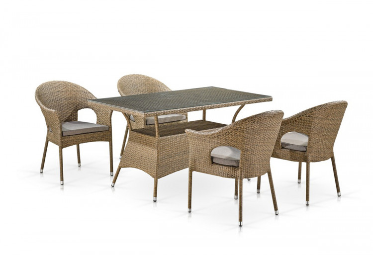 Обеденный комплект плетеной мебели T198B/Y79B-W56 Light Brown Афина