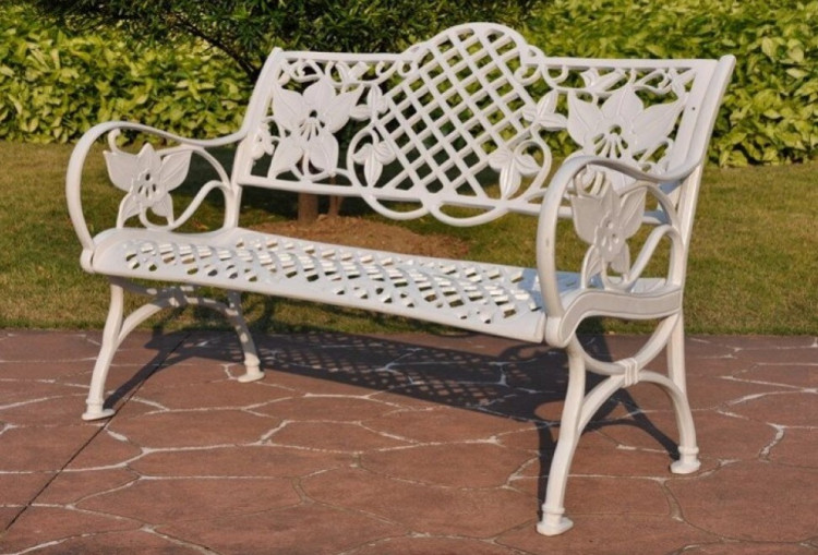 Садовая скамейка из литого алюминия White Lily Кит Маркет