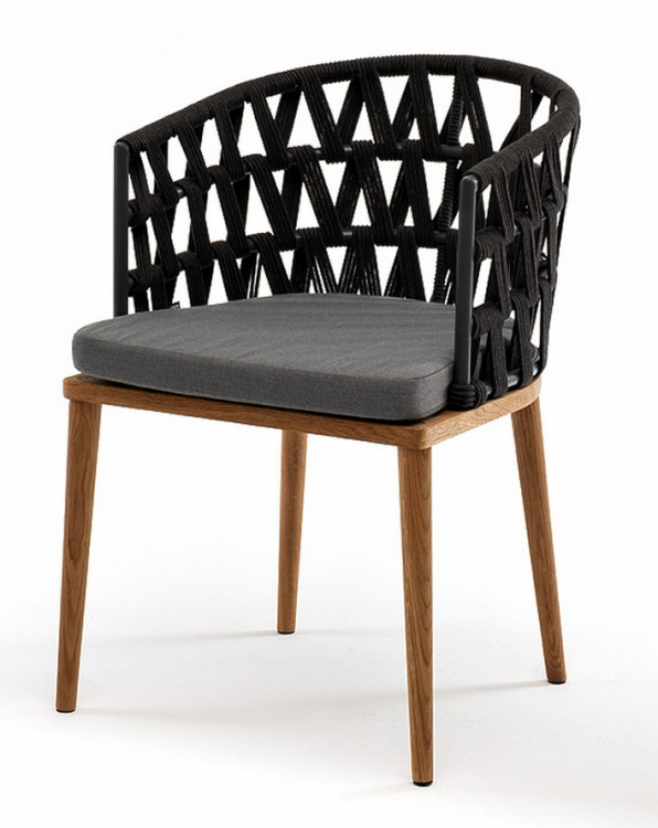 Плетеный стул из роупа Диего, основание дуб, темно-серый 4sis