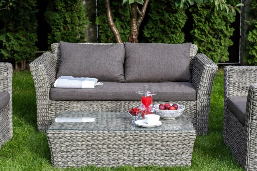 Диван двухместный Капучино ротанг гиацинт Graphite 4sis