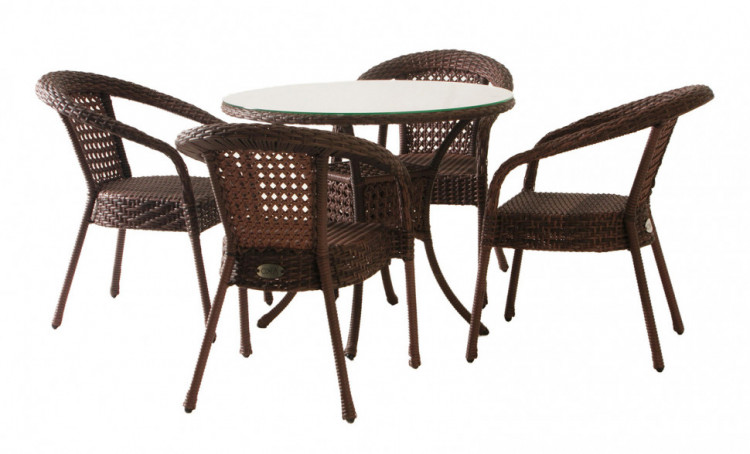 Комплект DECO 4 с круглым столом коричневый Aiko