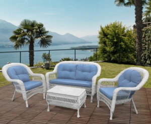 Комплект мебели из искусственного ротанга LV520 White/Blue Афина