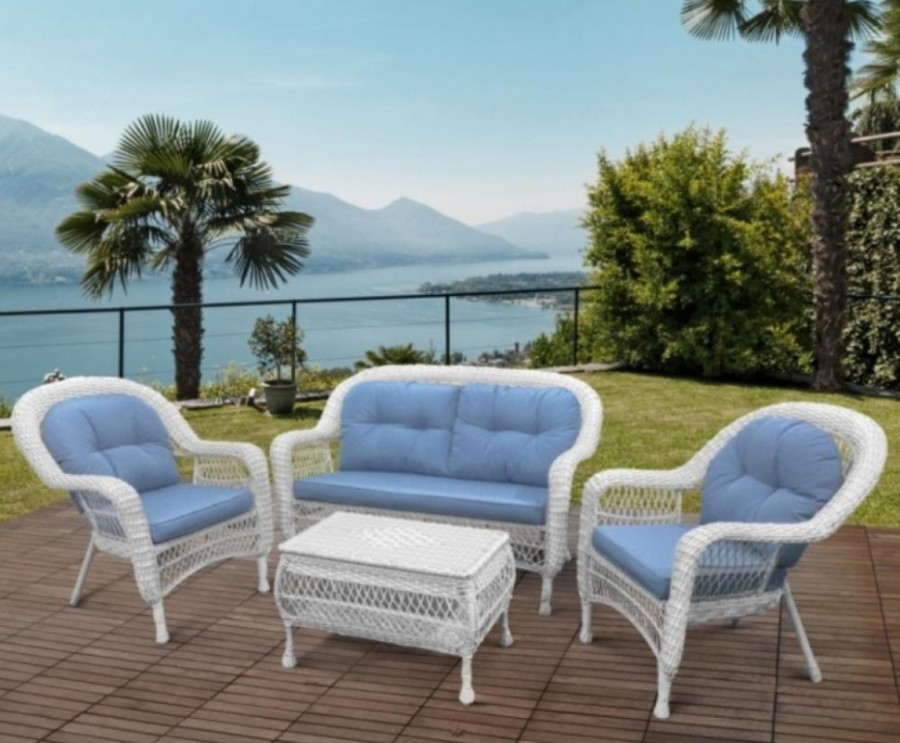 Комплект мебели из искусственного ротанга LV520 White/Blue Афина