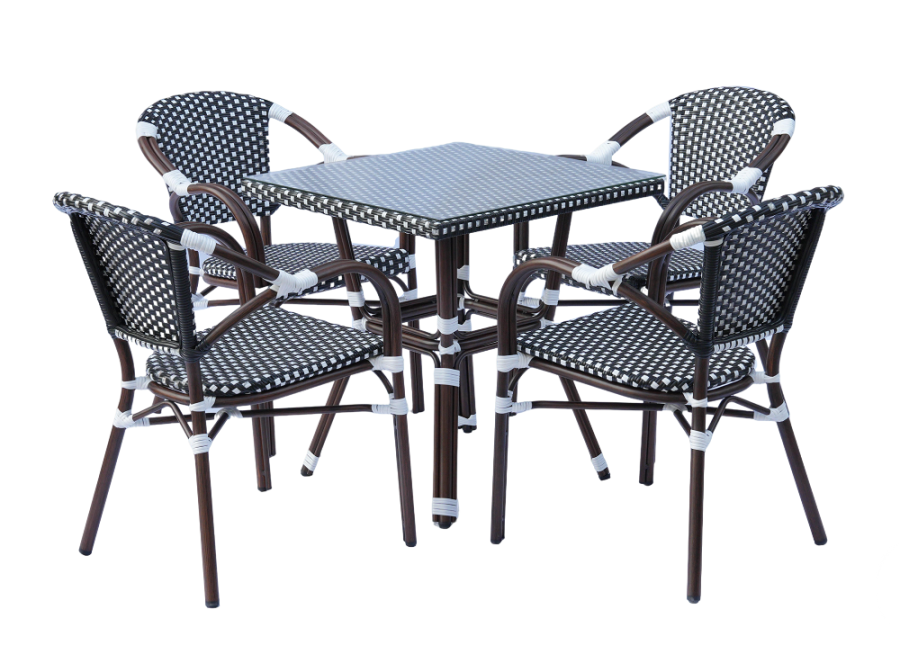 Cтол из искусственного ротанга Кабри, цвет черно-белый