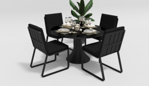 Обеденная группа Voglie Round черная Gardenini