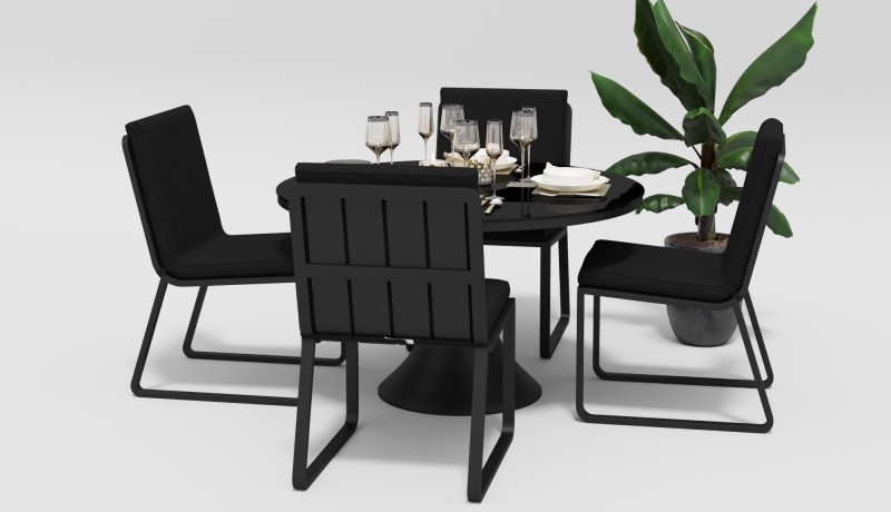 Обеденная группа Voglie Round черная Gardenini