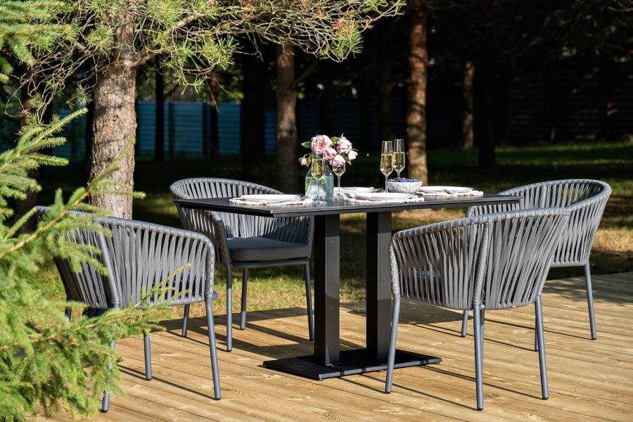 Обеденная группа Каффе Дабл на 4 персоны серый гранит 4sis