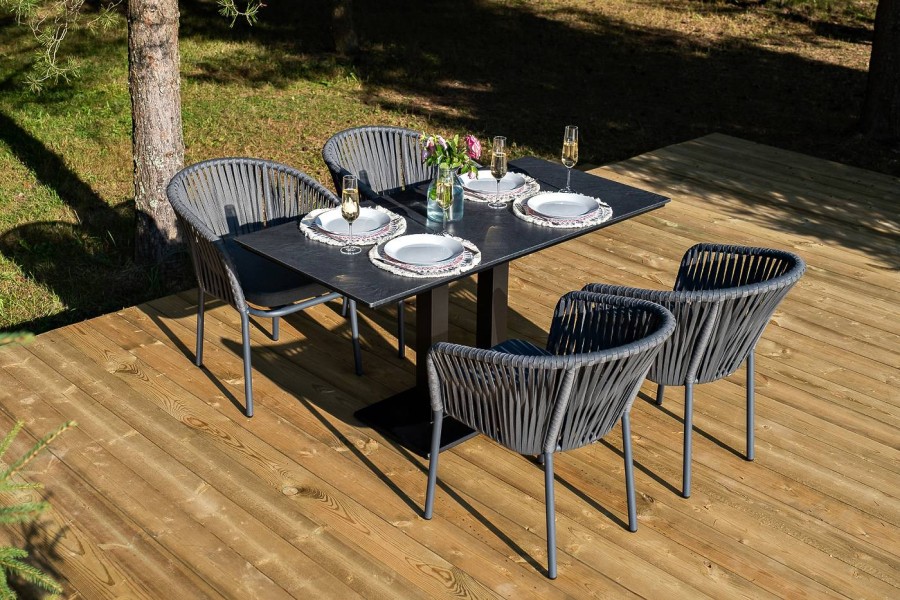 Обеденная группа Каффе Дабл на 4 персоны серый гранит 4sis