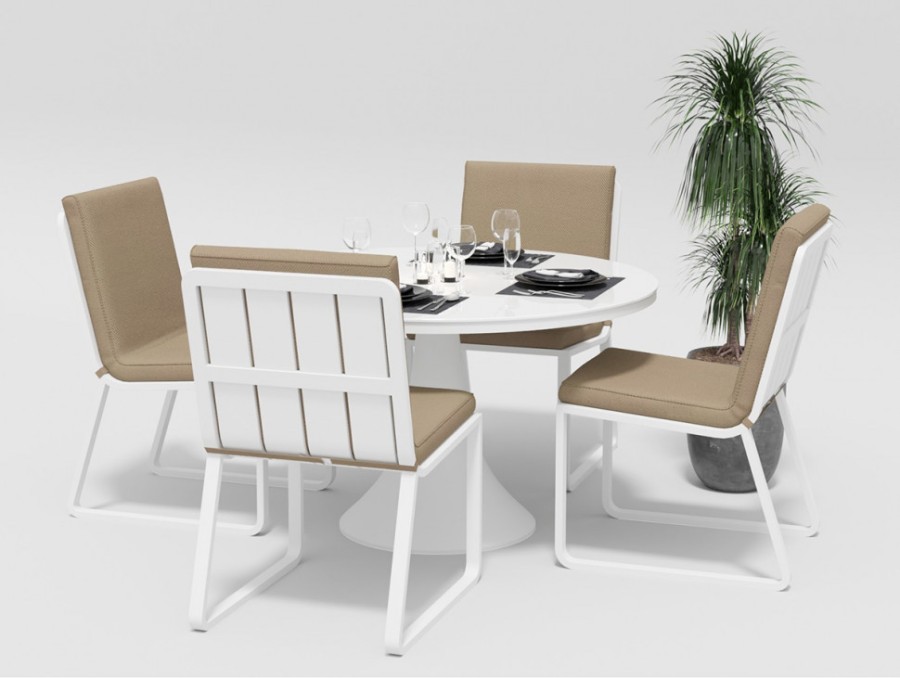 Обеденная группа Voglie Round White бежевая Gardenini