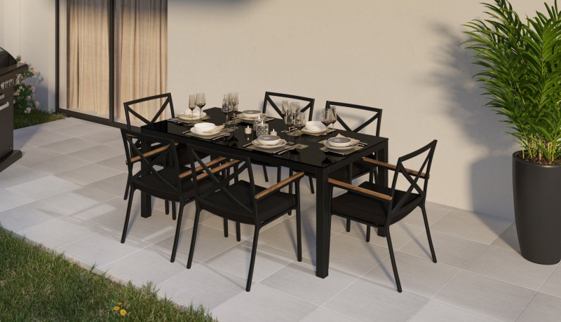 Обеденная группа Calma 180 черная Gardenini