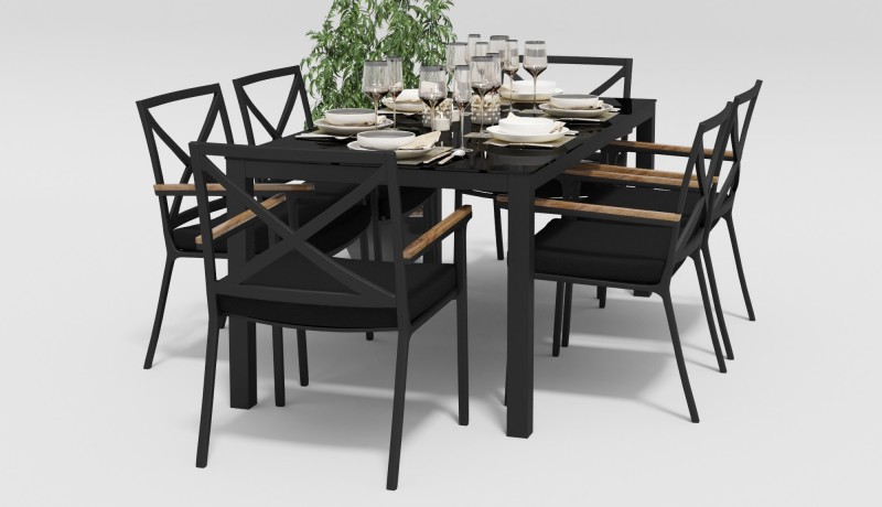 Обеденная группа Calma 180 черная Gardenini