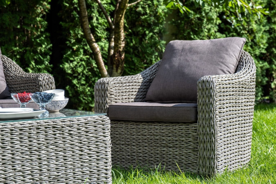 Кресло из искусственного ротанга гиацинт Кон Панна серое 4sis