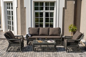 Лаунж зона из искусственного ротанга Гранд Латте графит 4sis