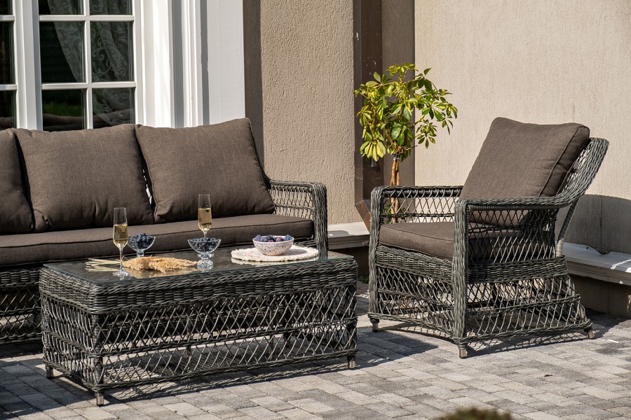 Лаунж зона из искусственного ротанга Гранд Латте графит 4sis