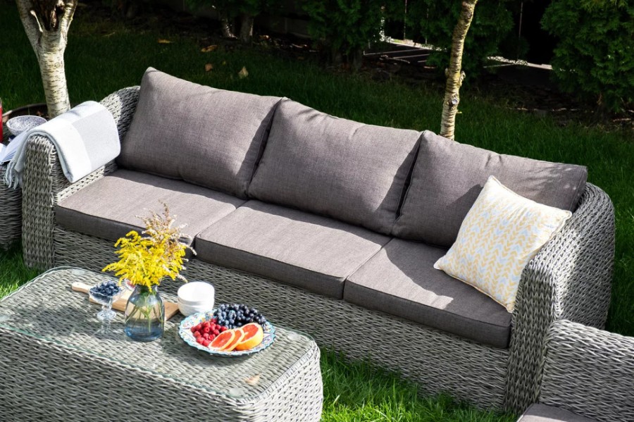 Диван Кальяри из искусственного ротанга гиацинт серый 4sis