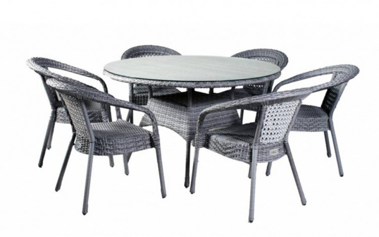Комплект DECO 6 с круглым столом, серый Aiko