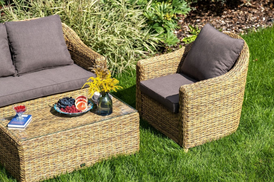 Кресло из искусственного ротанга гиацинт соломенный Кон Панна 4sis