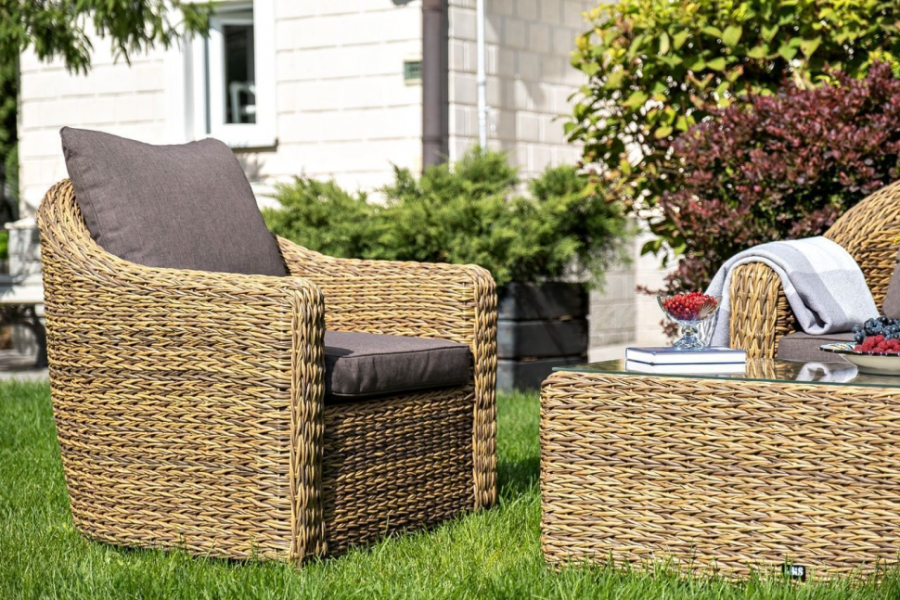 Кресло из искусственного ротанга гиацинт соломенный Кон Панна 4sis