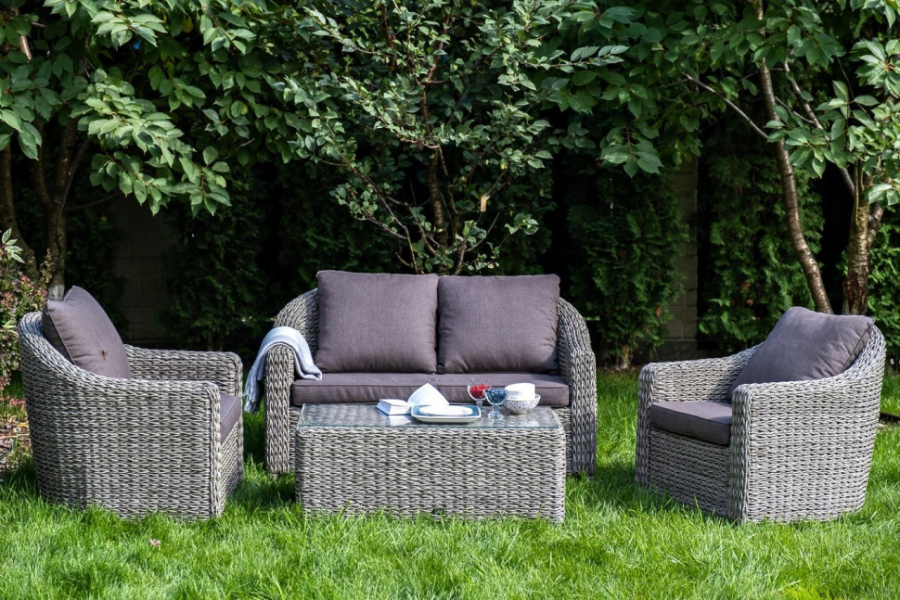 Диван из искусственного ротанга гиацинт Кон Панна серый 4sis