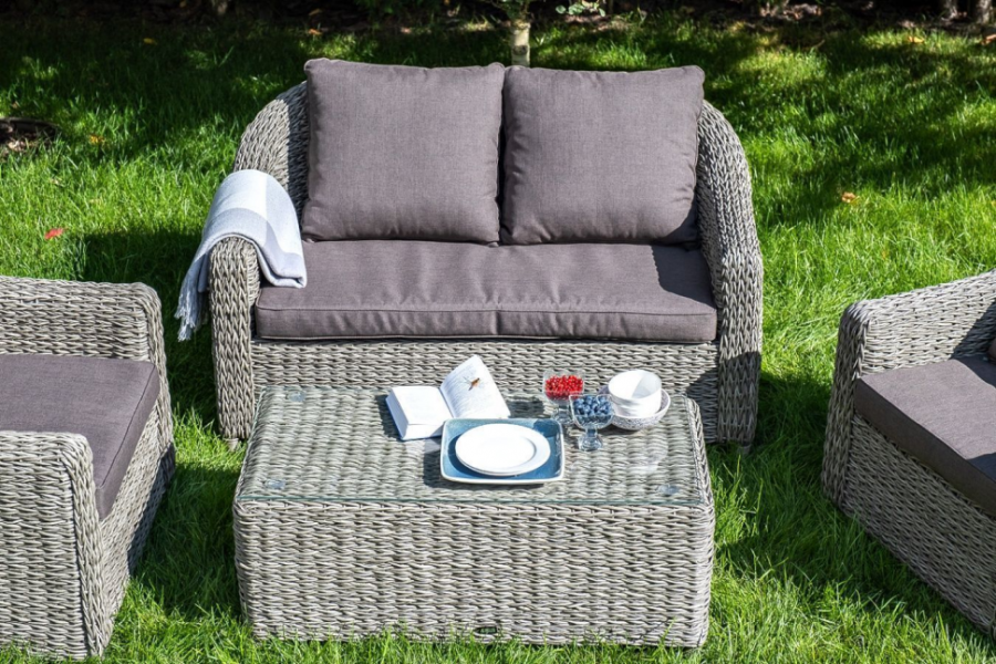 Диван из искусственного ротанга гиацинт Кон Панна серый 4sis