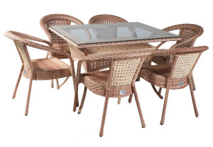 Комплект DECO 6 с прямоугольным столом капучино Aiko