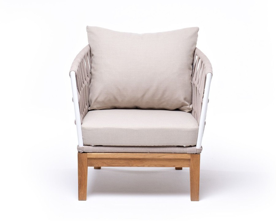 Плетеное кресло Диего из дуба, бежевое