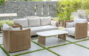 Лаунж-зона Аликанте из искусственного ротанга соломенная 4sis