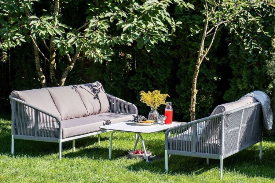 Диван трехместный из роупа Канны светло-серый 4sis