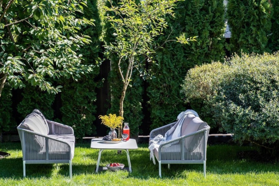 Диван трехместный из роупа Канны светло-серый 4sis