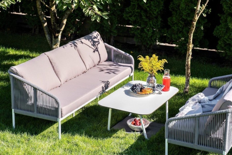 Диван трехместный из роупа Канны светло-серый 4sis