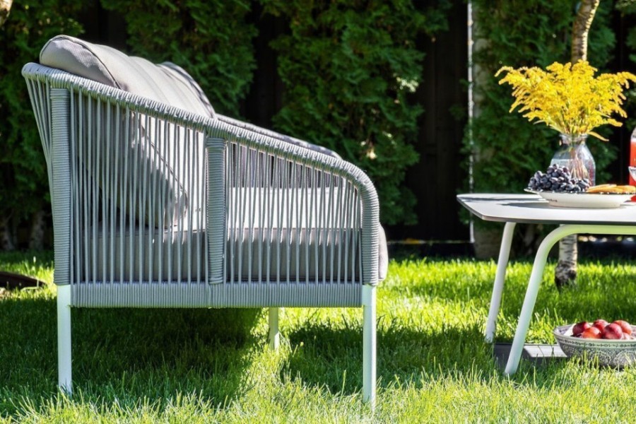 Диван трехместный из роупа Канны светло-серый 4sis