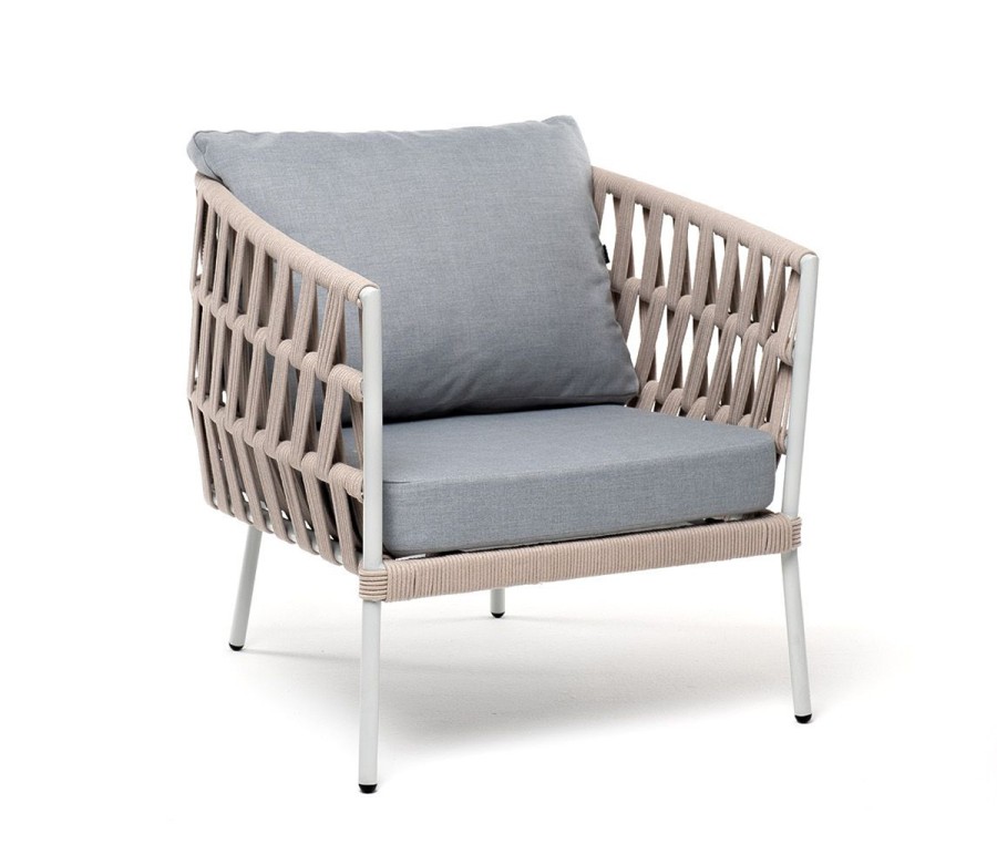 Плетеное кресло Диего из роупа бежевое 4sis