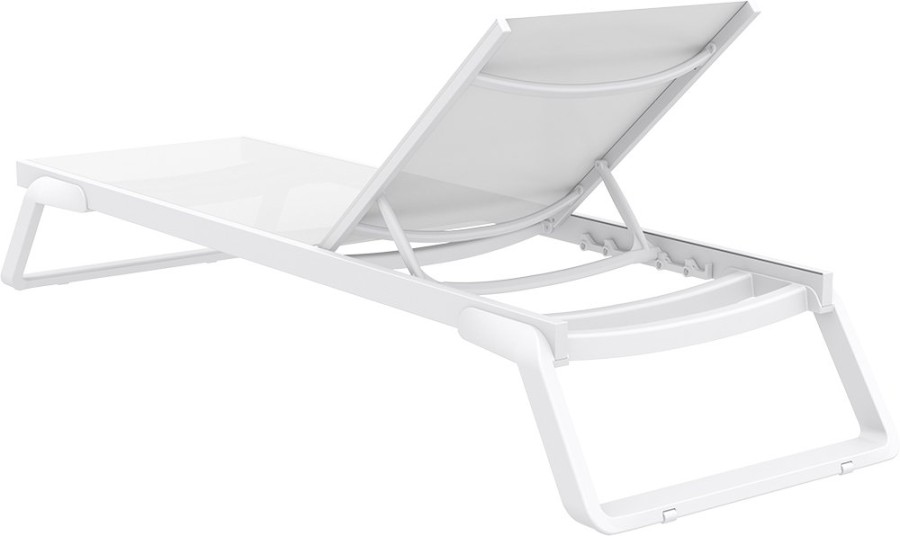 Шезлонг-лежак пластиковый белый Tropic 2 Nardi