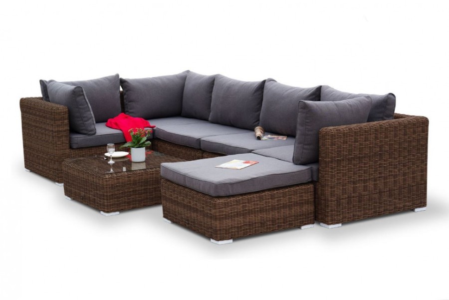 Лаунж-зона Лунго из искусственного ротанга Brown 4sis