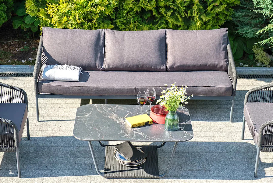 Диван трехместный из роупа Канны темно-серый 4sis