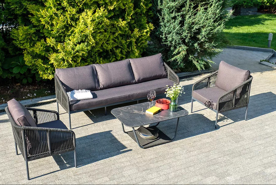 Диван трехместный из роупа Канны темно-серый 4sis