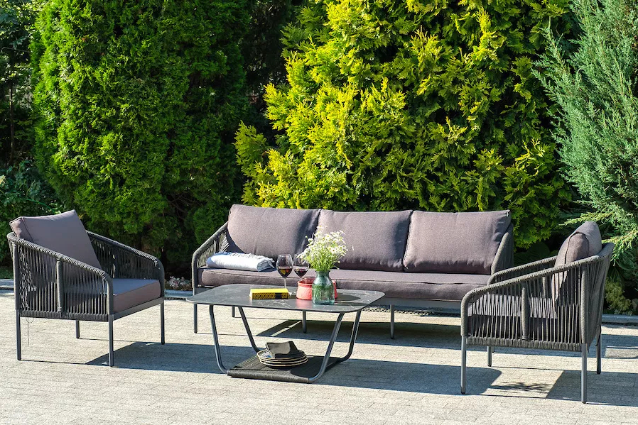 Диван трехместный из роупа Канны темно-серый 4sis