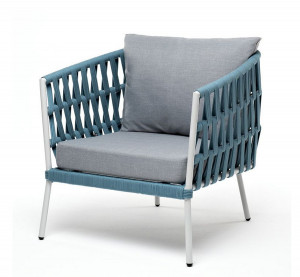 Плетеное кресло Диего из роупа бирюзовое 4sis