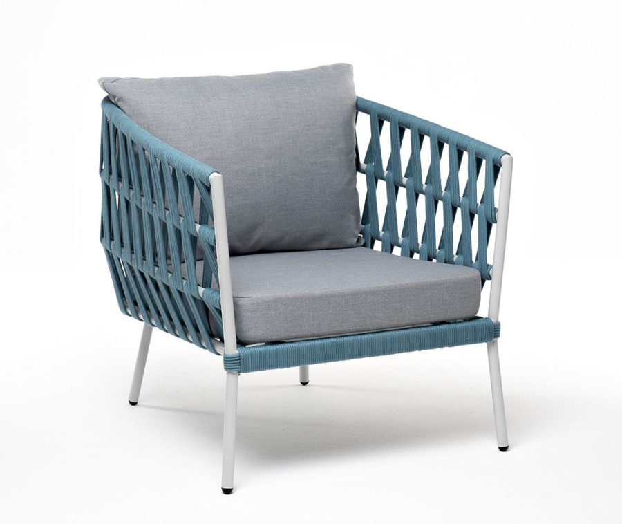 Плетеное кресло Диего из роупа бирюзовое 4sis