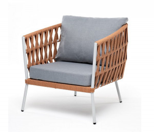 Плетеное кресло Диего из роупа оранжевое 4sis