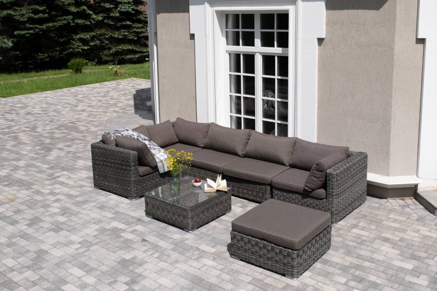 Лаунж-зона Лунго из искусственного ротанга Graphite 4sis