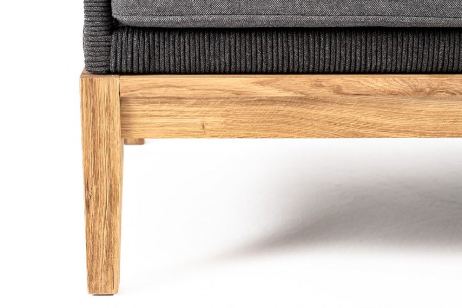 Диван трехместный Канны из дуба и роупа темно-серый 4sis