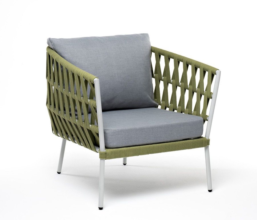 Плетеное кресло Диего из роупа салатовое 4sis