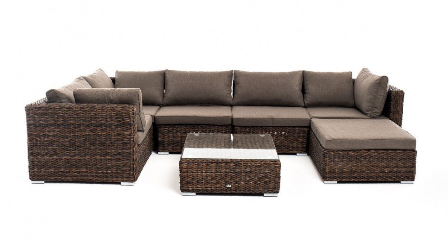 Лаунж-зона Лунго из искусственного ротанга гиацинт Brown 4sis